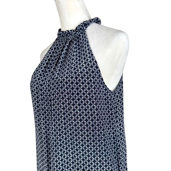 Cynthia Rowley 100% Silk Black & White Geometric Print Halter Sleeveless Blouse - Picture 5 of 10